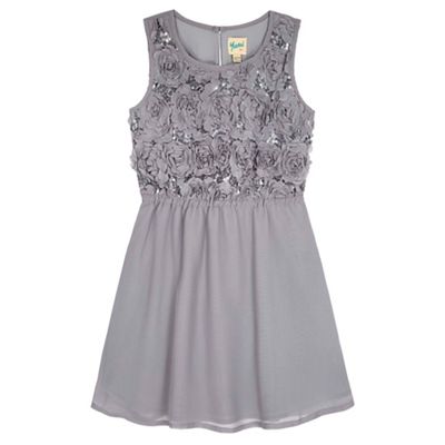 Yumi Girl grey Sequin Floral Party Dress